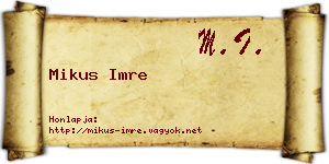 Mikus Imre névjegykártya